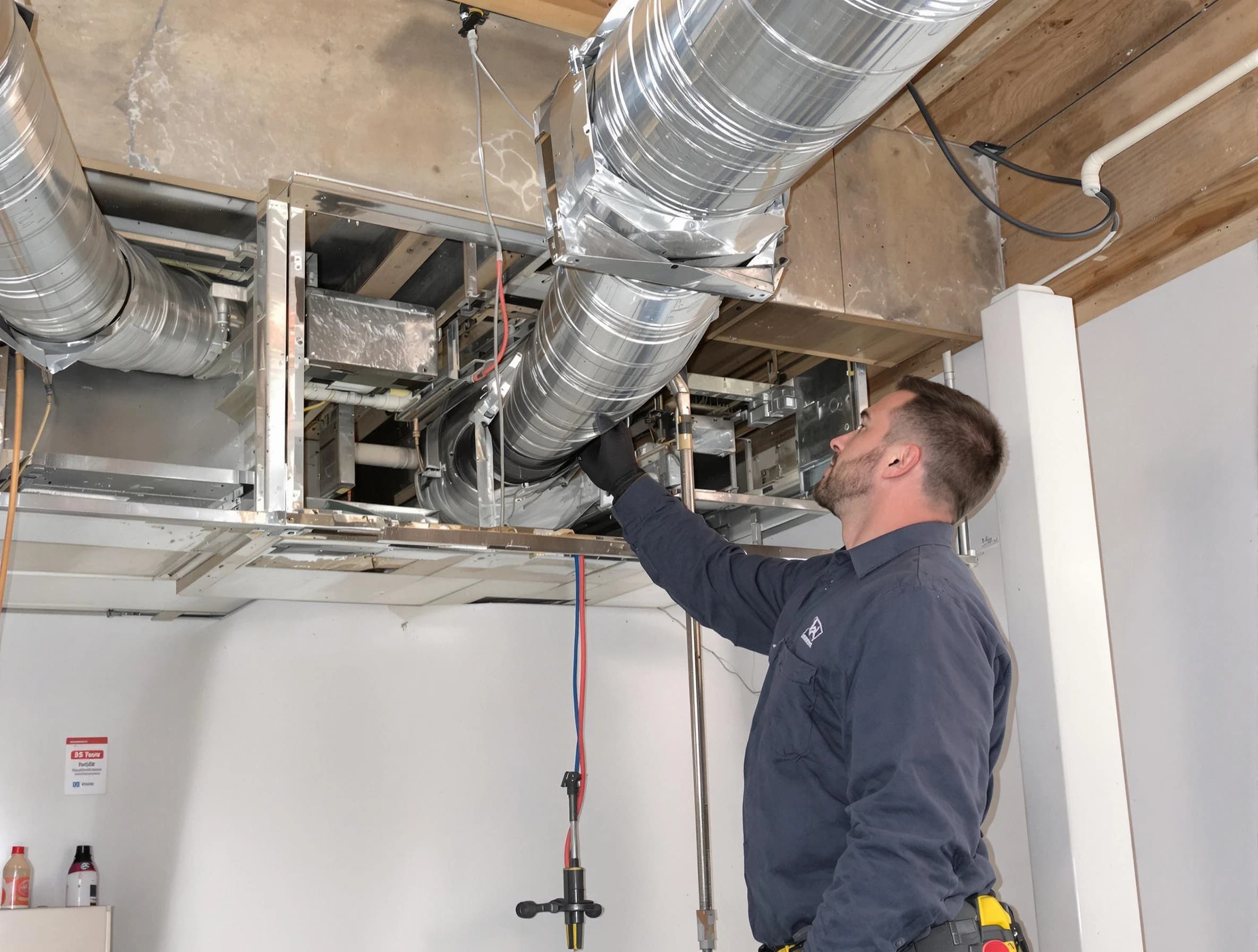 New Sewickley Air Duct Cleaning technician performing professional air duct repair using specialized tools in New Sewickley