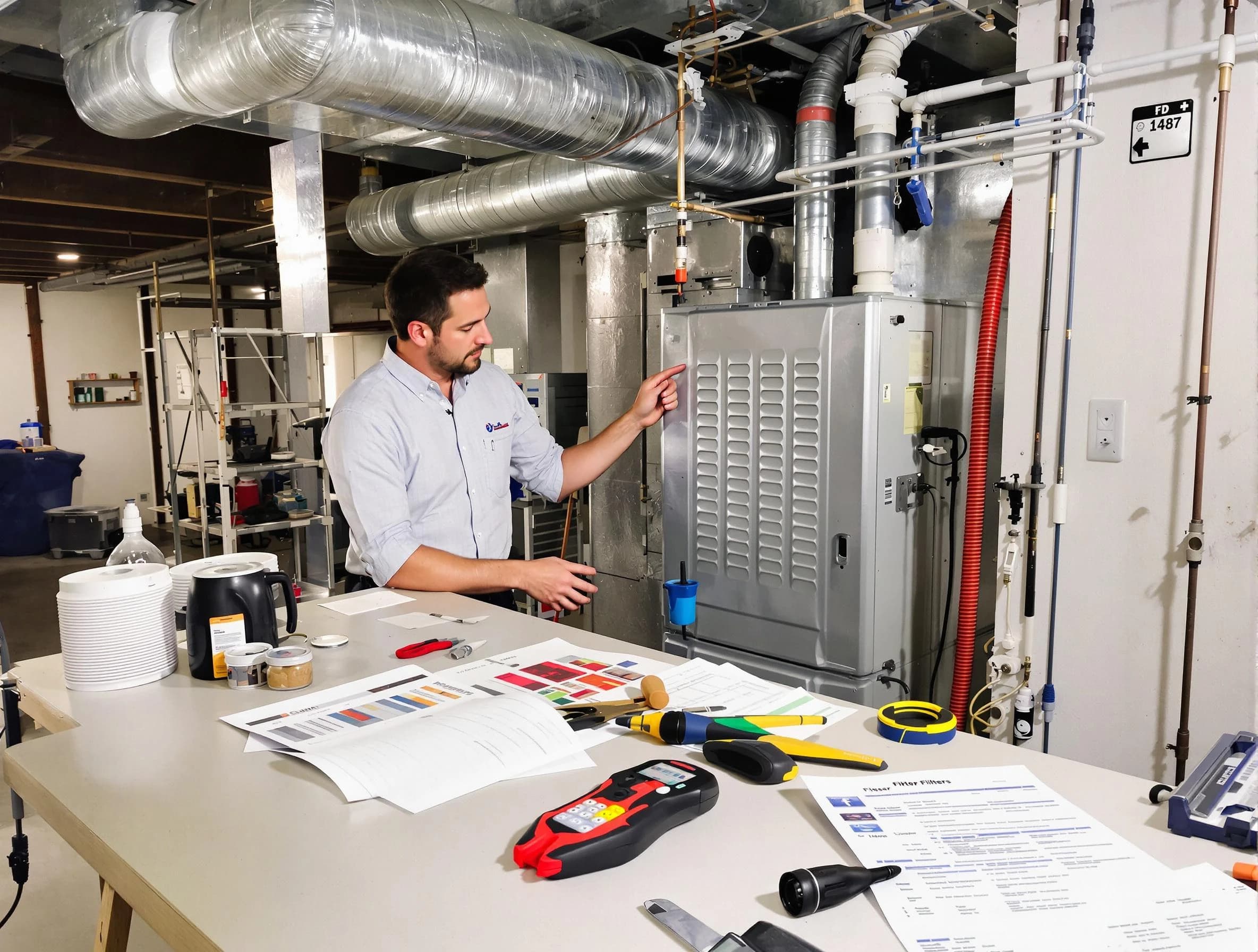 New Sewickley Air Duct Cleaning inspector conducting detailed filter system evaluation using professional diagnostic tools in New Sewickley