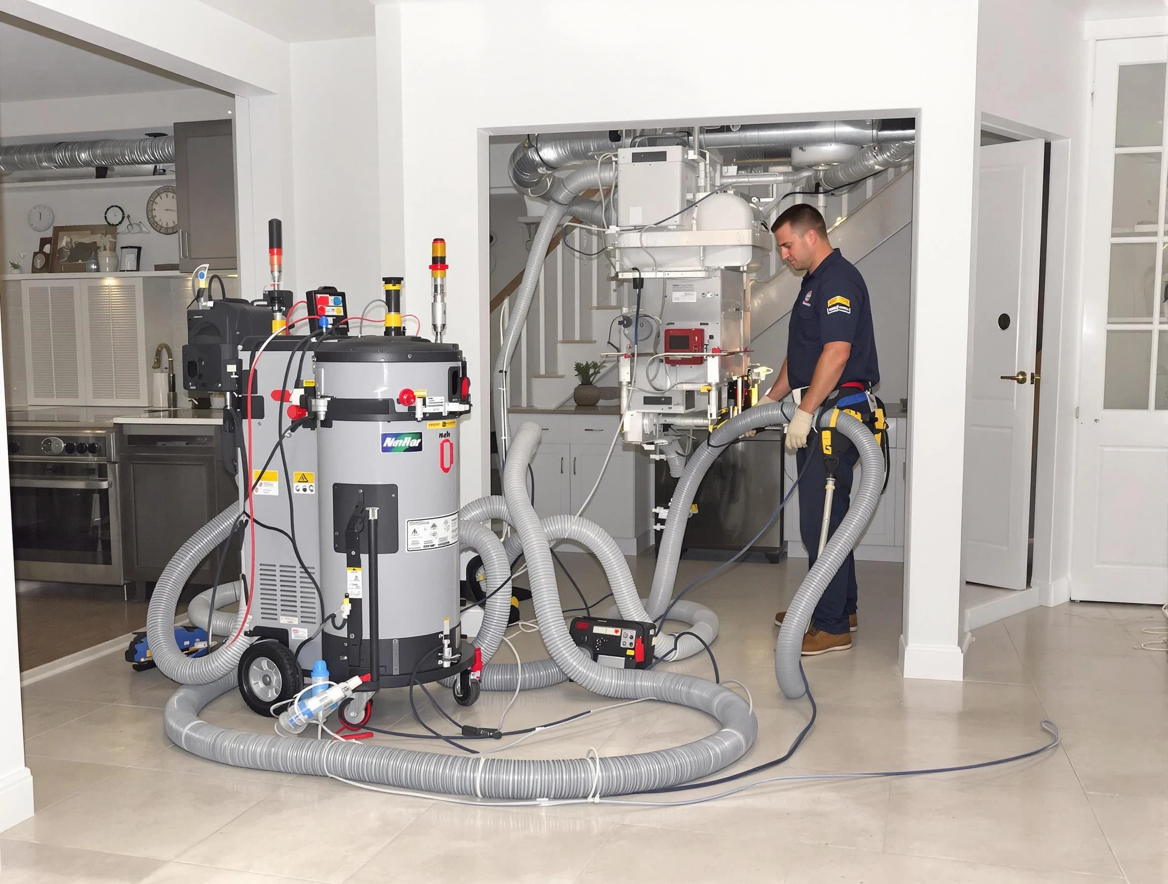 New Sewickley Air Duct Cleaning technician operating negative pressure cleaning equipment for thorough duct maintenance in New Sewickley
