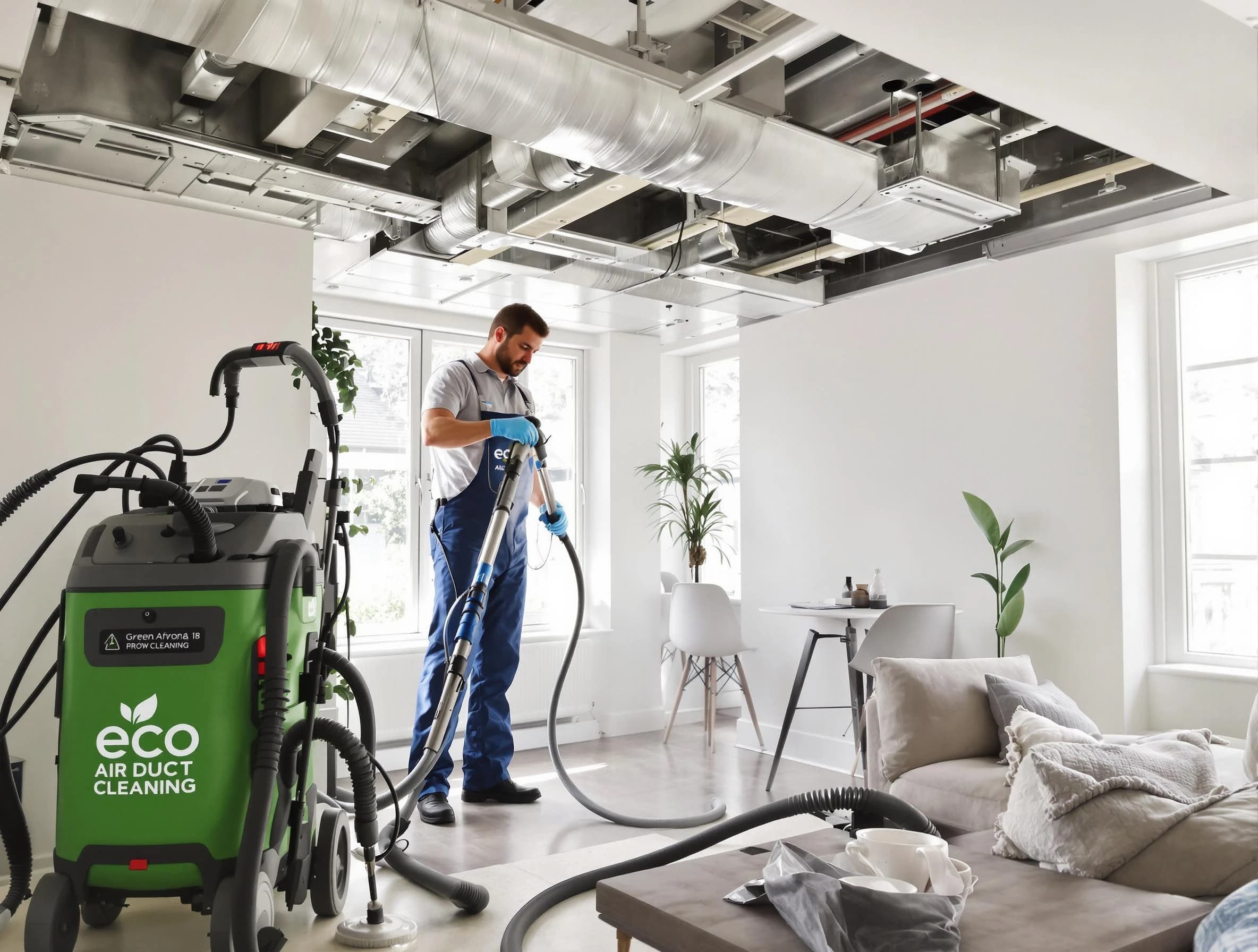 New Sewickley Air Duct Cleaning technician performing eco-friendly duct cleaning using sustainable methods in New Sewickley