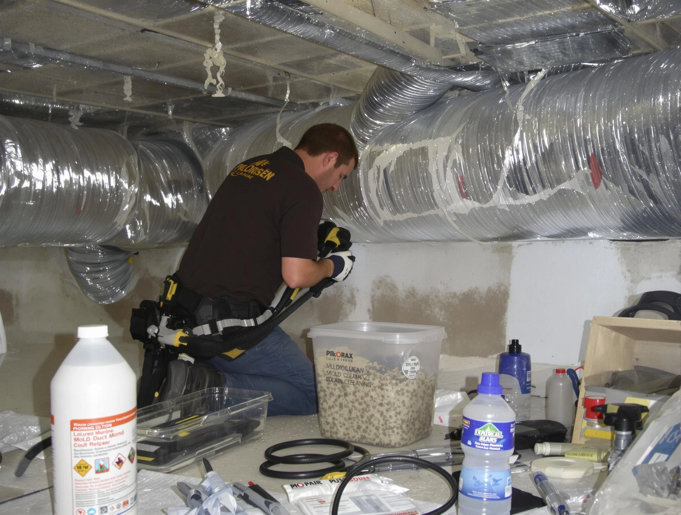 New Sewickley Air Duct Cleaning specialist performing professional mold removal from air ducts in New Sewickley