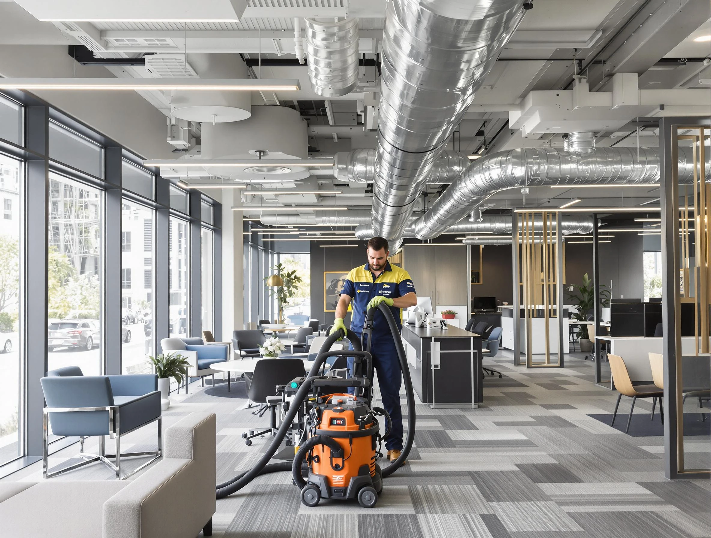 New Sewickley Air Duct Cleaning team performing thorough commercial duct cleaning at a New Sewickley business center
